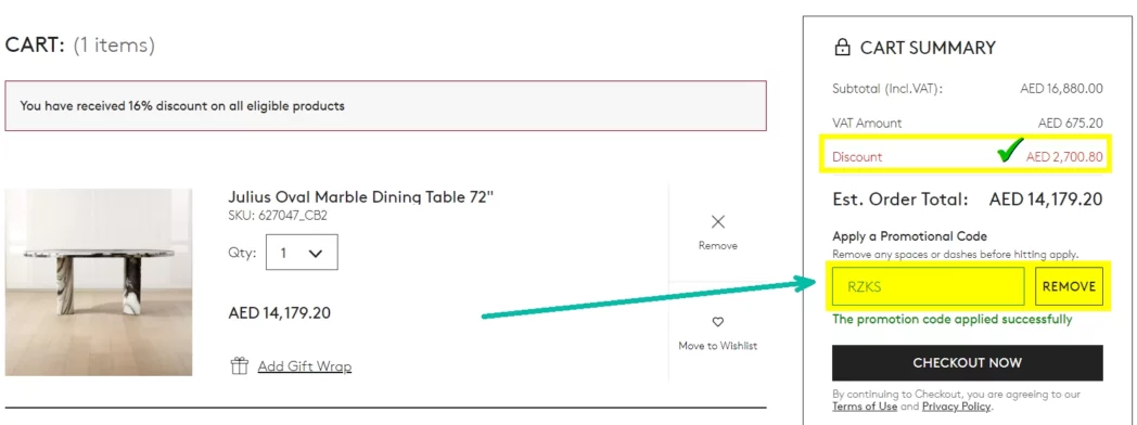 CB2 Discount Code - How to use