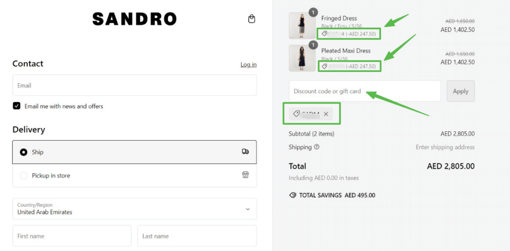 Sandro Coupon - How to use the discount code to save on your order