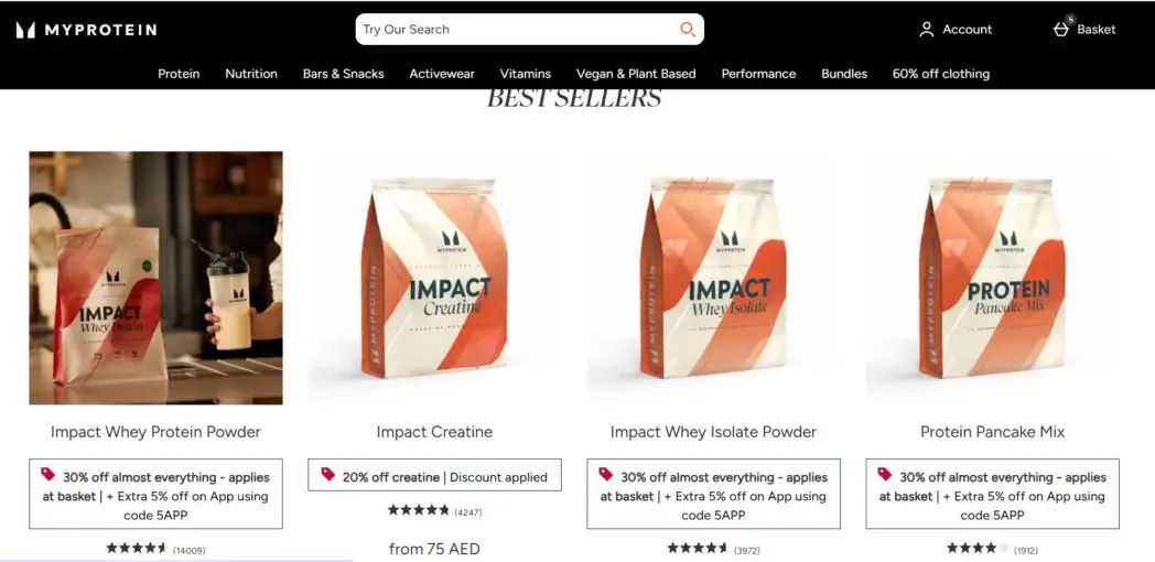 MyProtein Website (Screenshot)